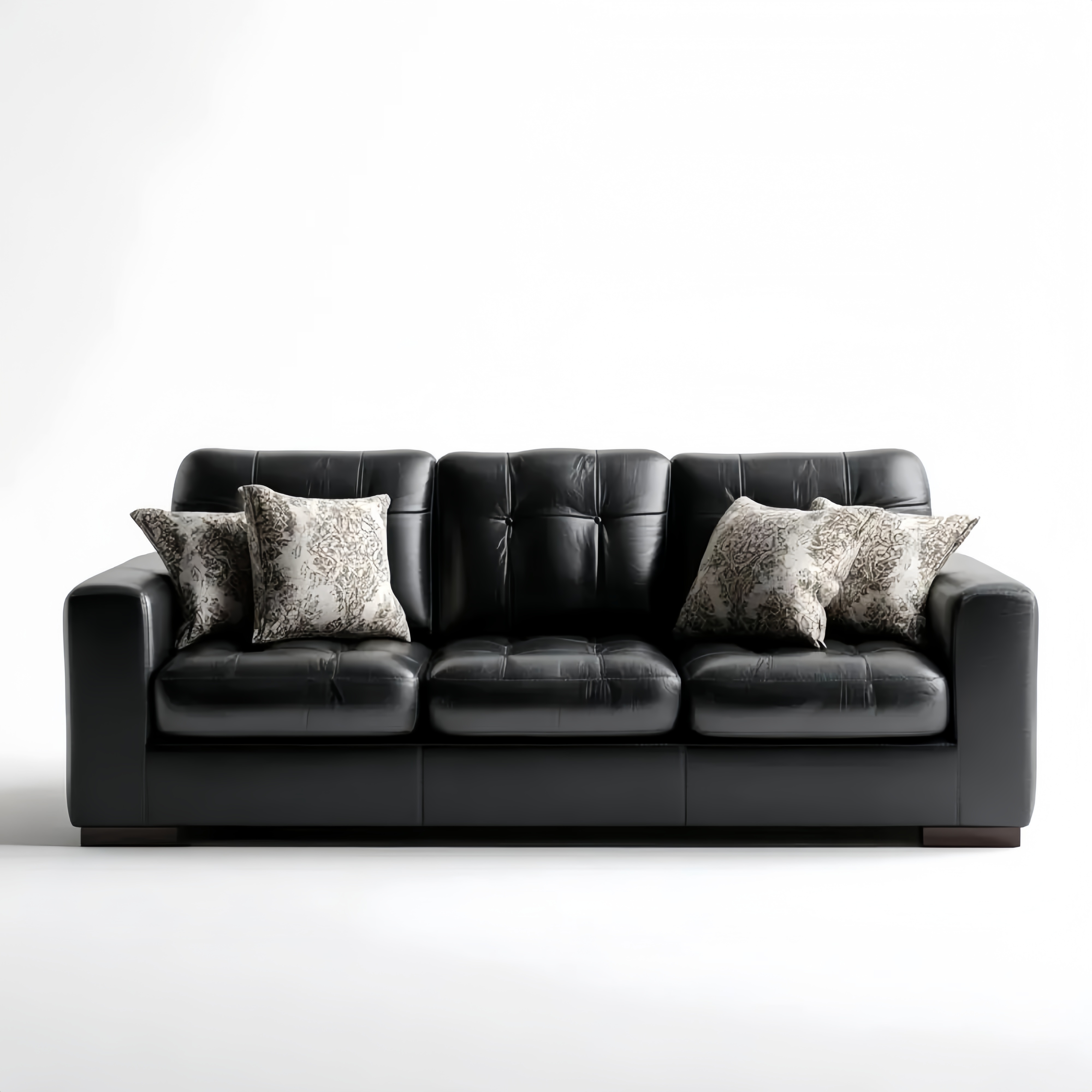 Divano a tre posti in pelle 220x90x85 cm – Nero – Design Moderno