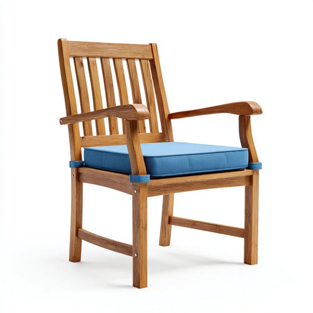 Sedia da esterno in legno con cuscino Blu – 60x60x90 cm