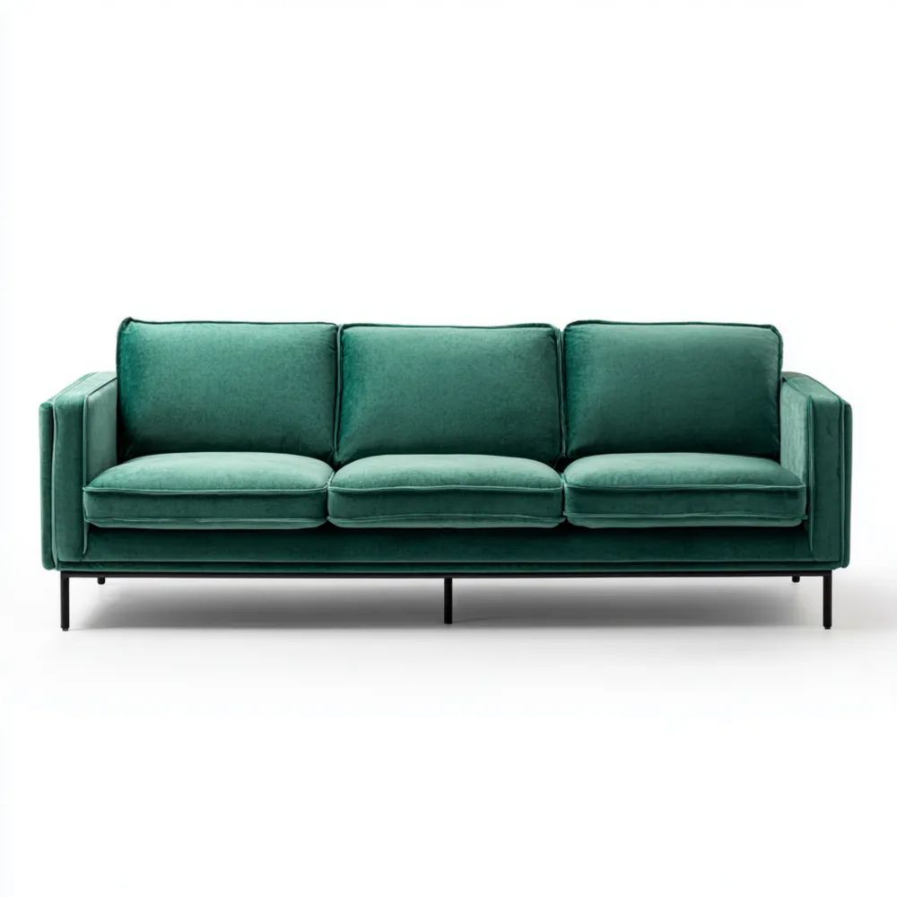 Divano a tre posti Velluto 200x85x75 cm - Verde Smeraldo - Design Moderno
