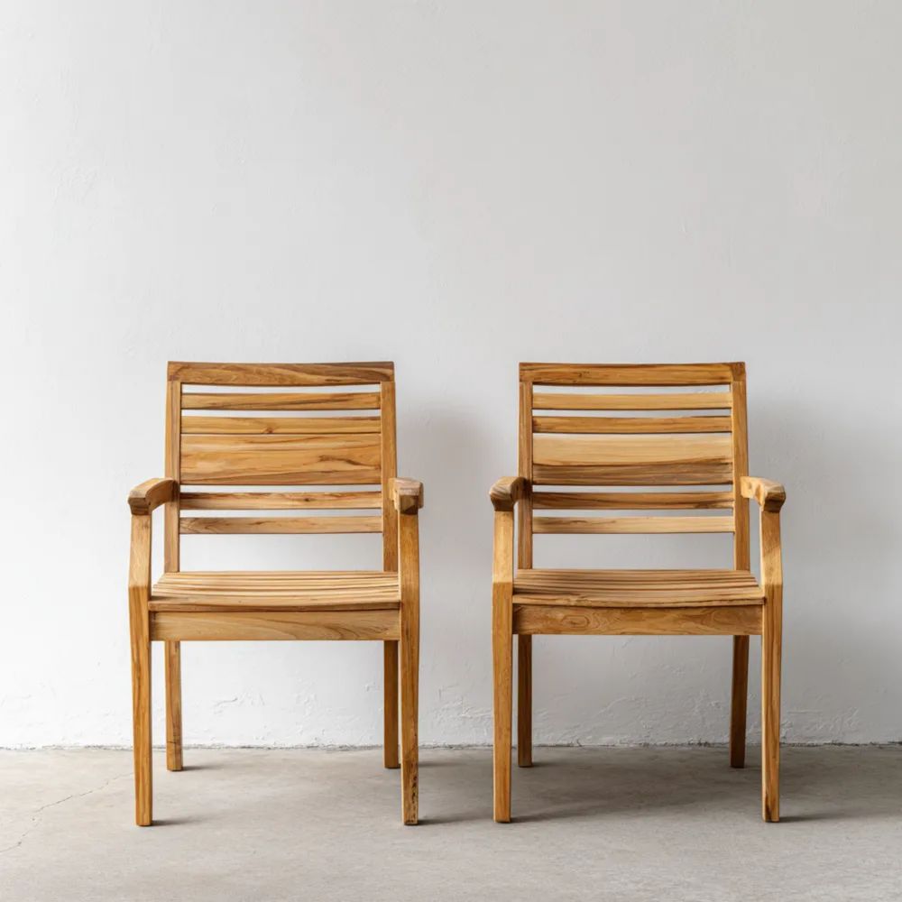 Set di 2 sedie da esterno in legno di teak 60x60x90 cm - Design classico - Naturale