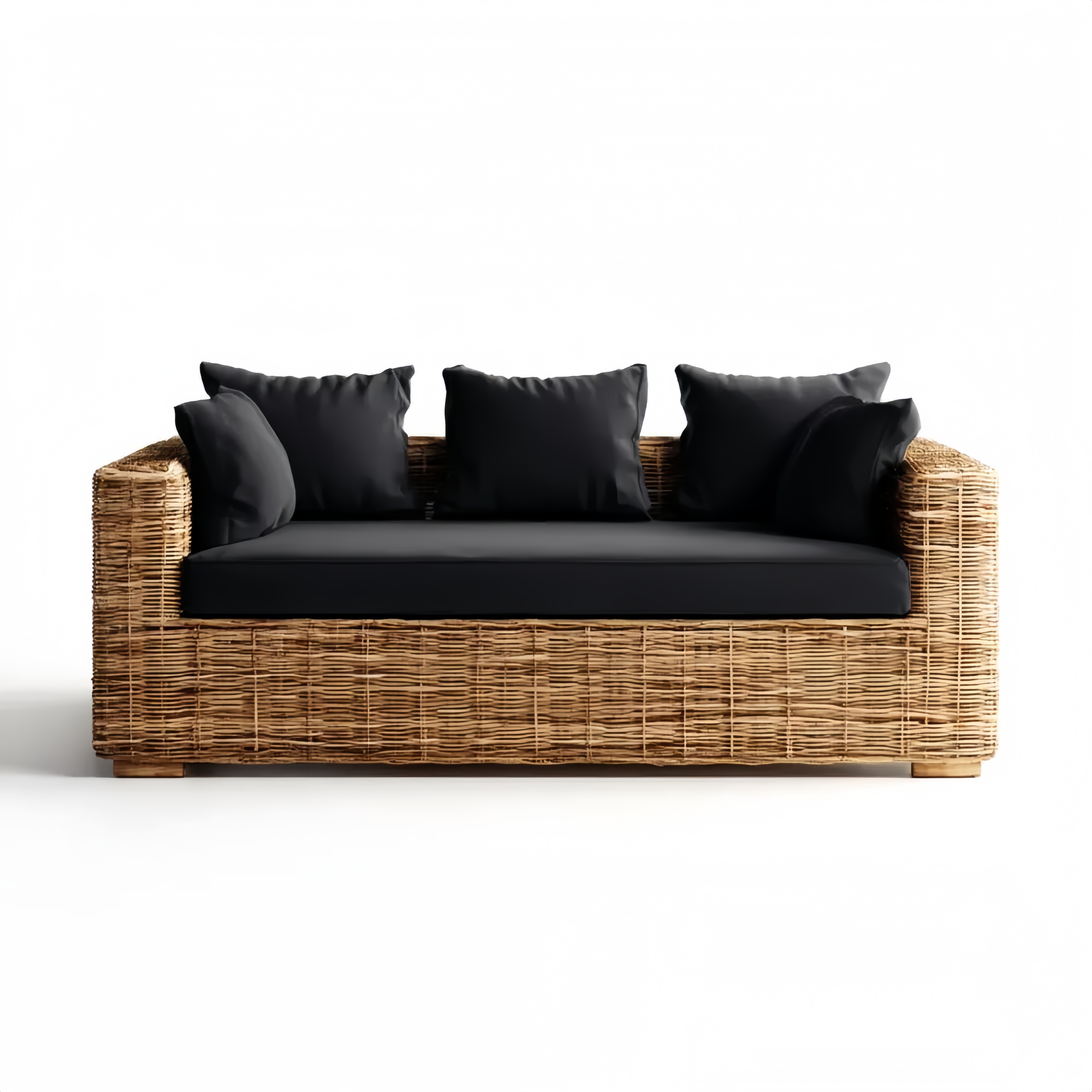 Divano a tre posti in rattan 200x85x75 cm per esterno - Nero/Naturale - Design moderno