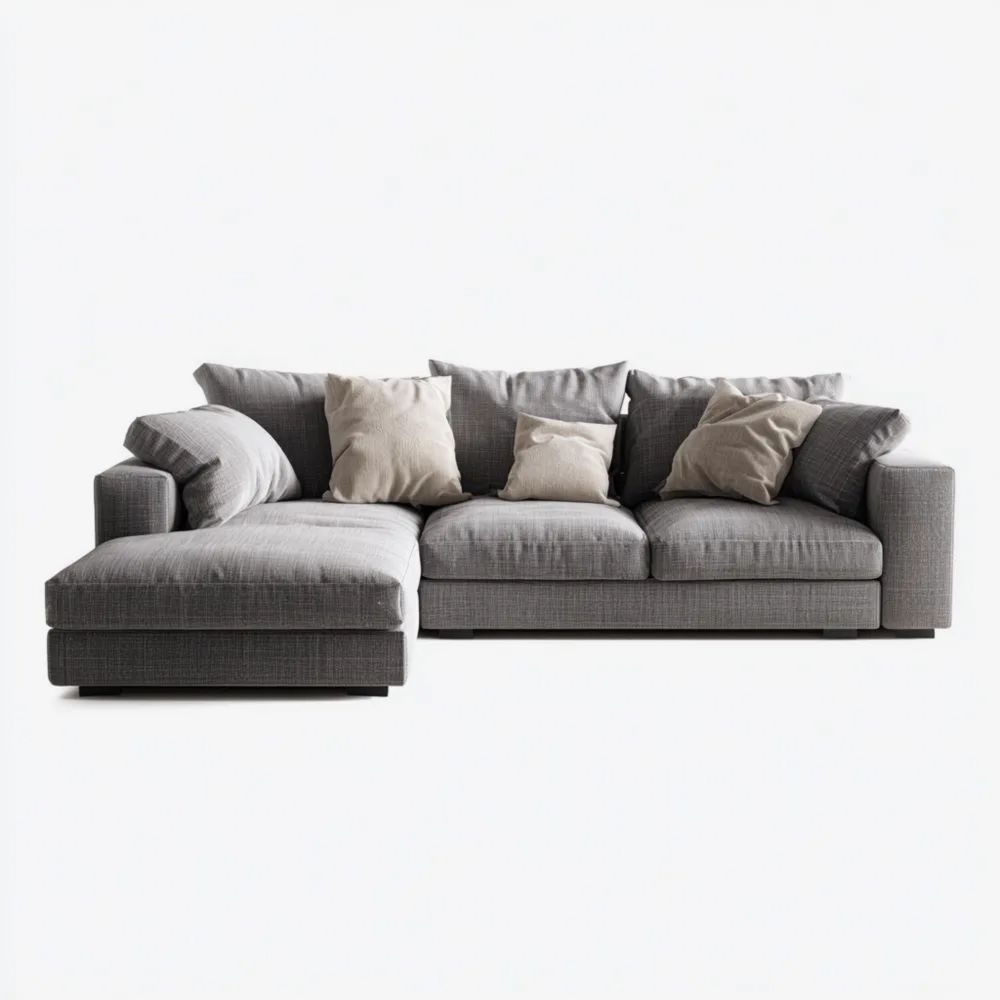 Divano angolare in tessuto 300x180x85 cm - Grigio