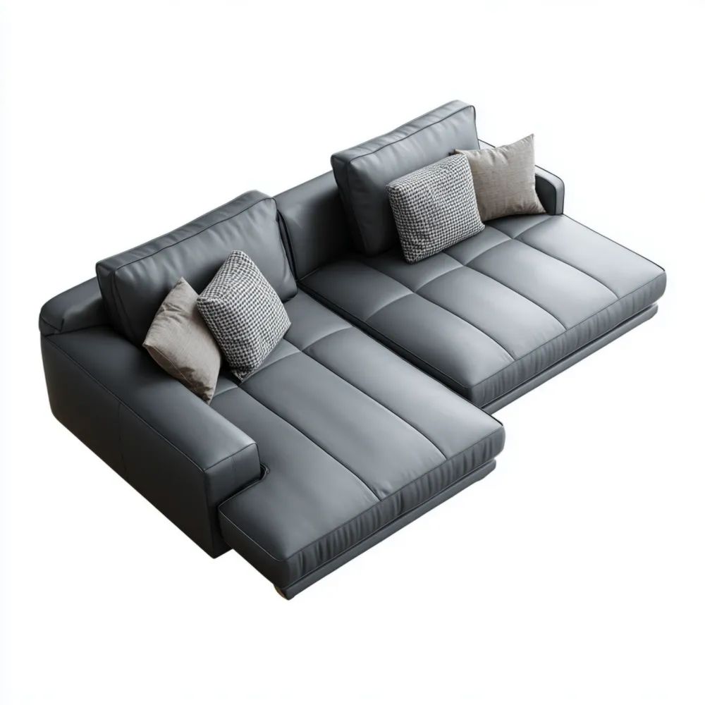 Divano angolare in pelle 260x160x85 cm - Grigio scuro - Design moderno