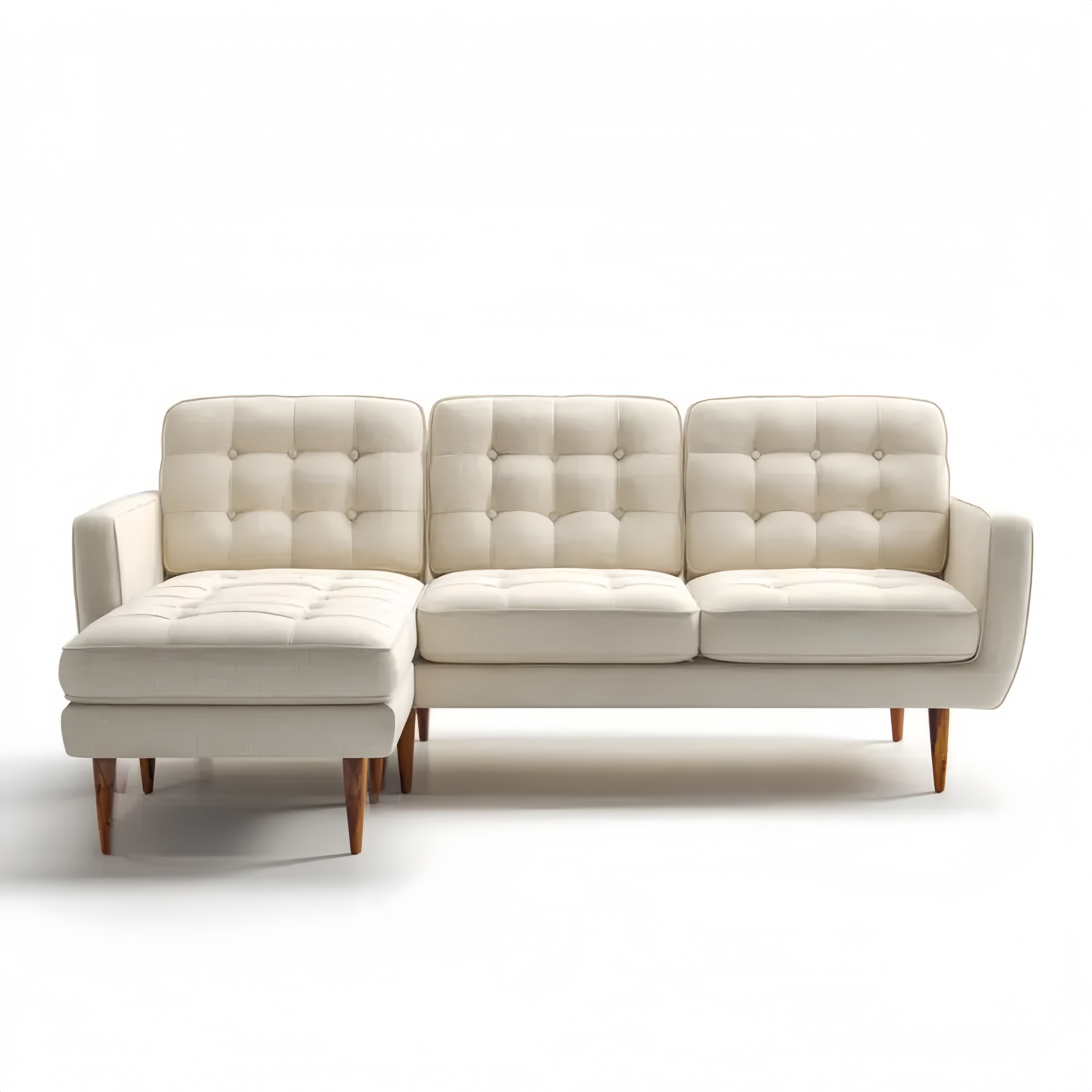 Divano angolare in tessuto 210x150x85 cm - Beige - Design Moderno