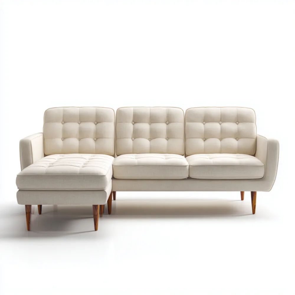 Divano angolare in tessuto 210x150x85 cm - Beige - Design Moderno