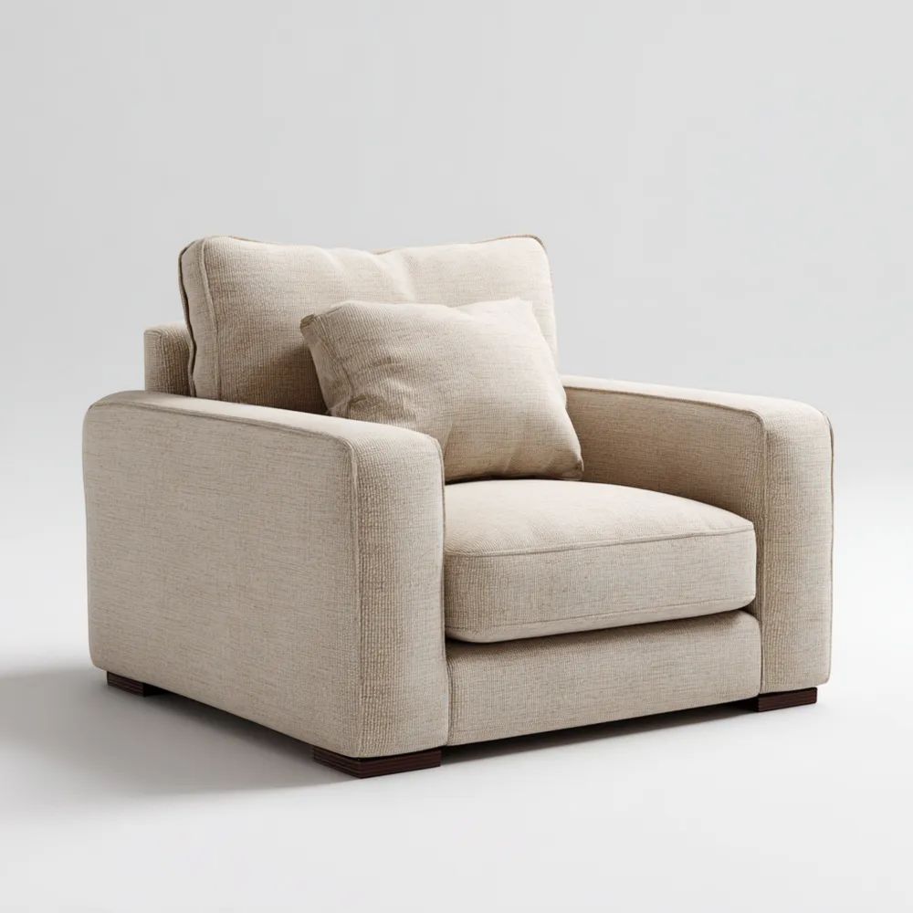 Poltrona in Tessuto Beige - Design Moderno 90x85x75 cm