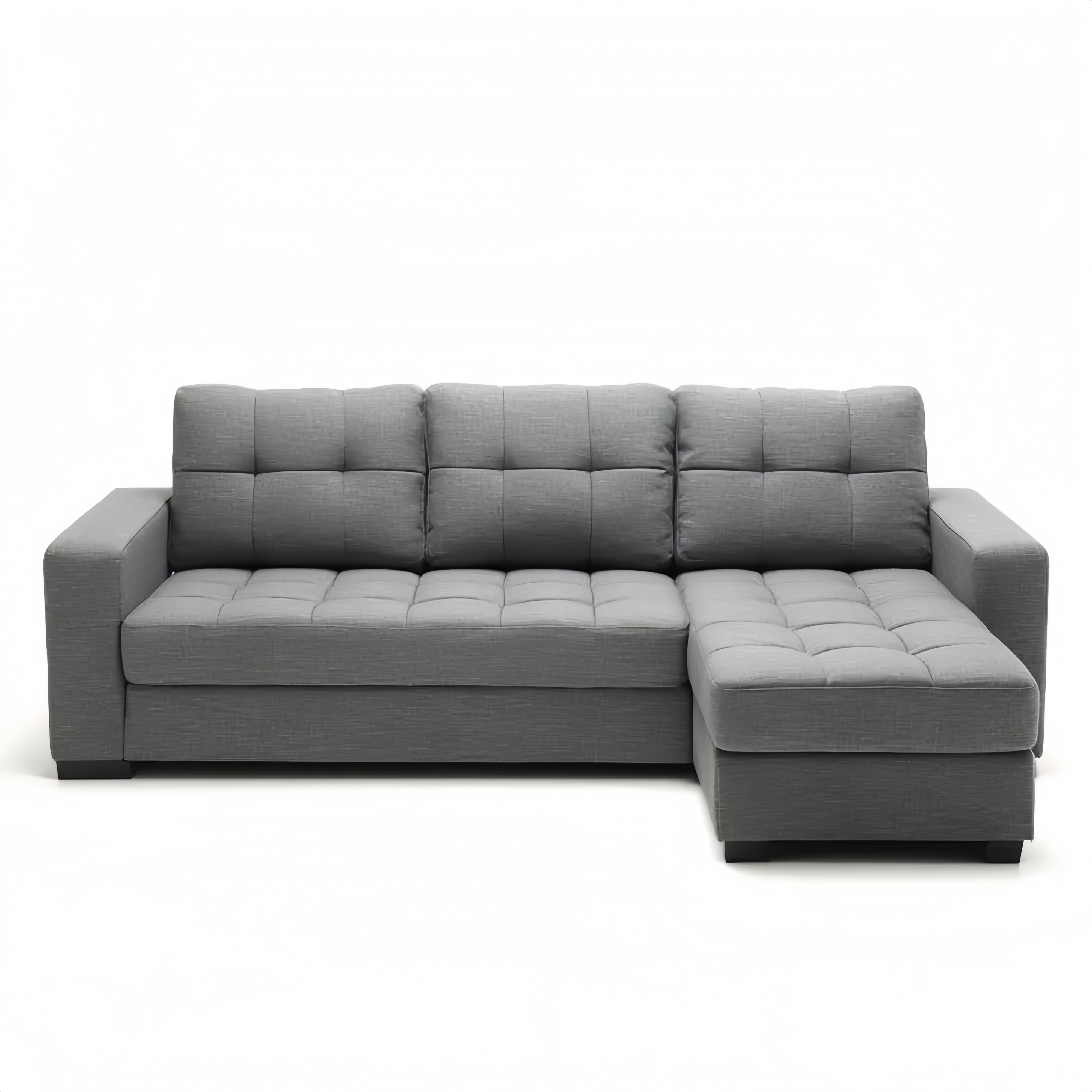 Divano angolare in tessuto 250x150x85 cm – Grigio – Design contemporaneo