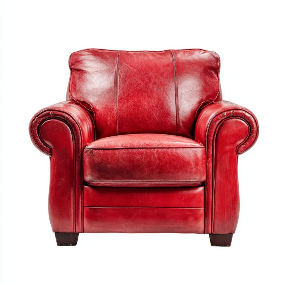 Poltrona in Pelle 85x95x95 cm - Rosso - Design Classico