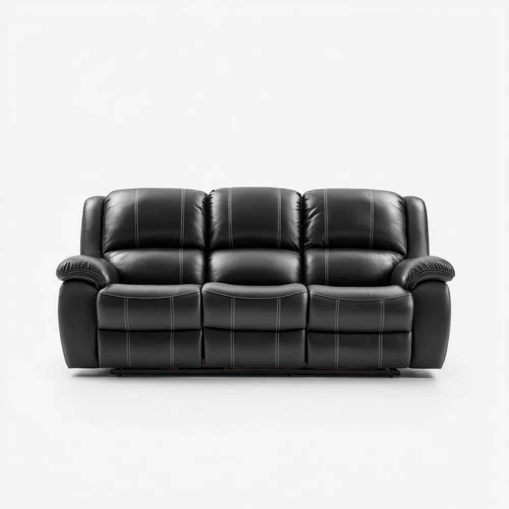 Divano a tre posti in pelle 200x90x100 cm - Nero - Design moderno