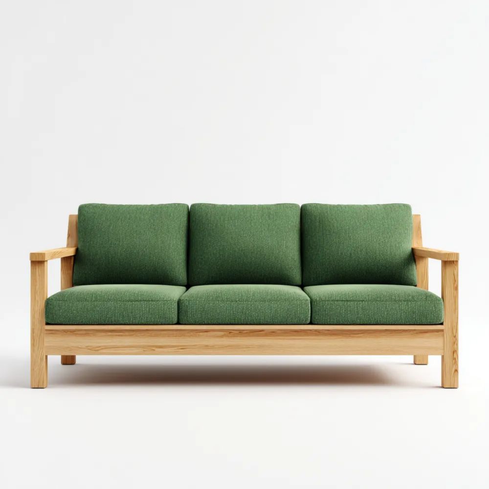 Divano a tre posti in legno massello 200x80x85 cm – Verde – Design minimalista