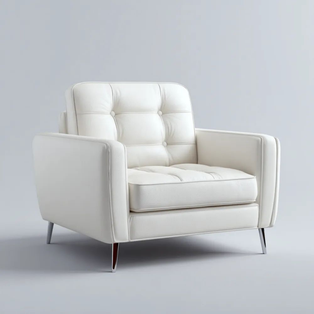 Poltrona in Pelle 90x80x85 cm - Bianca - Design Moderno