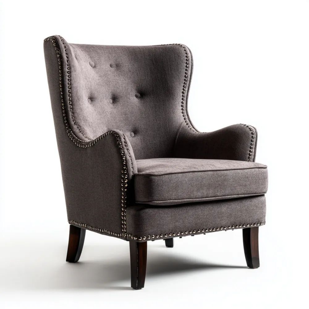 Poltrona Classica Tessuto 85x95x100 cm - Grigio Scuro - Design Elegante