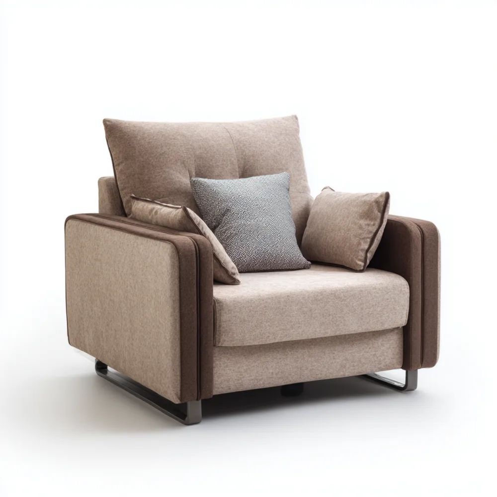 Poltrona in tessuto 80x90x85 cm - Marrone e Beige - Design moderno