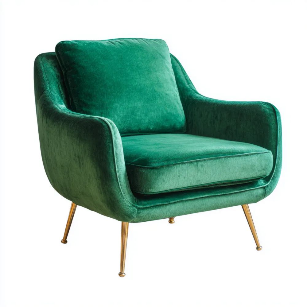 Poltrona in velluto 75x80x85 cm - Verde Smeraldo - Design moderno