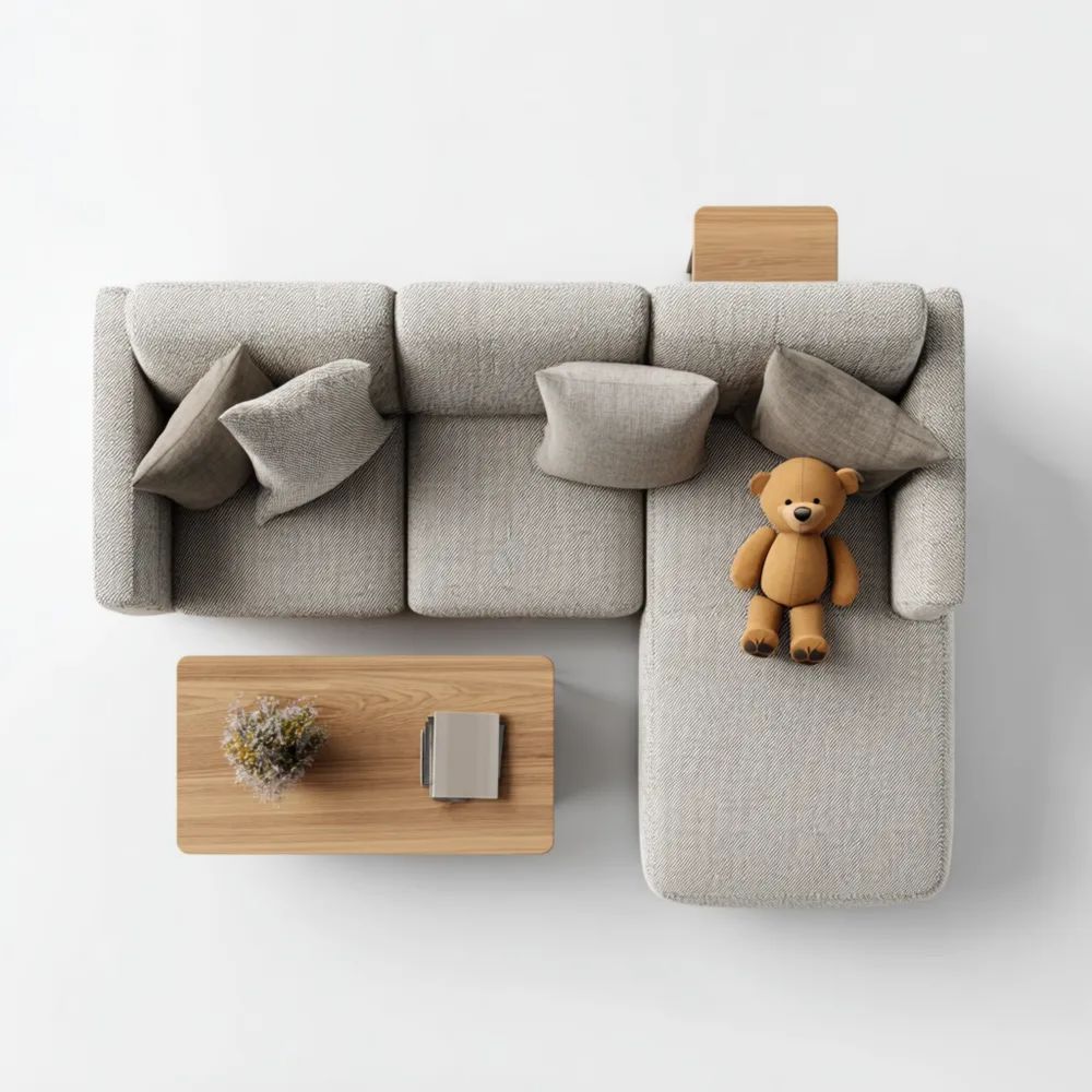 Set di divani ad angolo in Tessuto 300x90x160 cm - Grigio - Design moderno