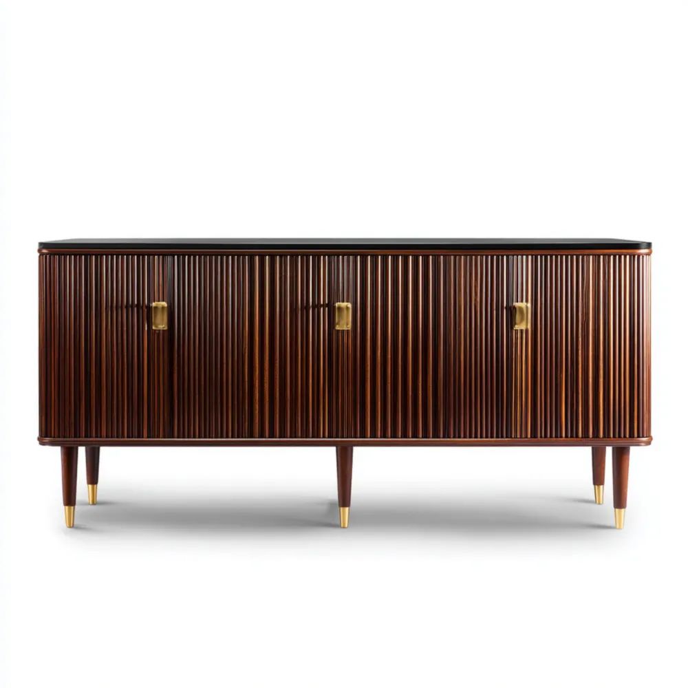 Credenza in legno massello 160x45x80 cm - Marrone Scuro - Design Contemporaneo