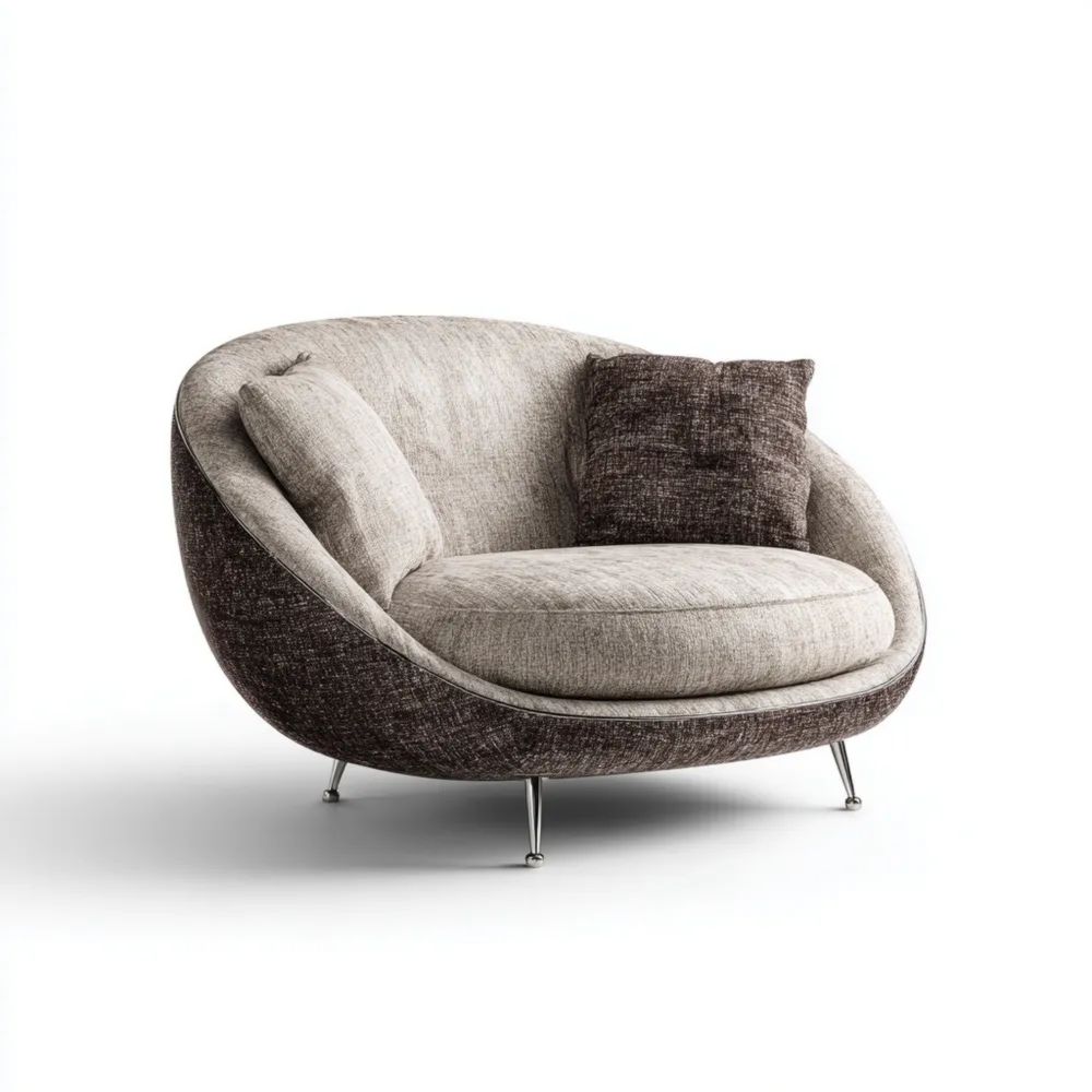 Poltrona Circolare Tessuto 135x100x80 cm - Grigio/Antracite - Design Moderno