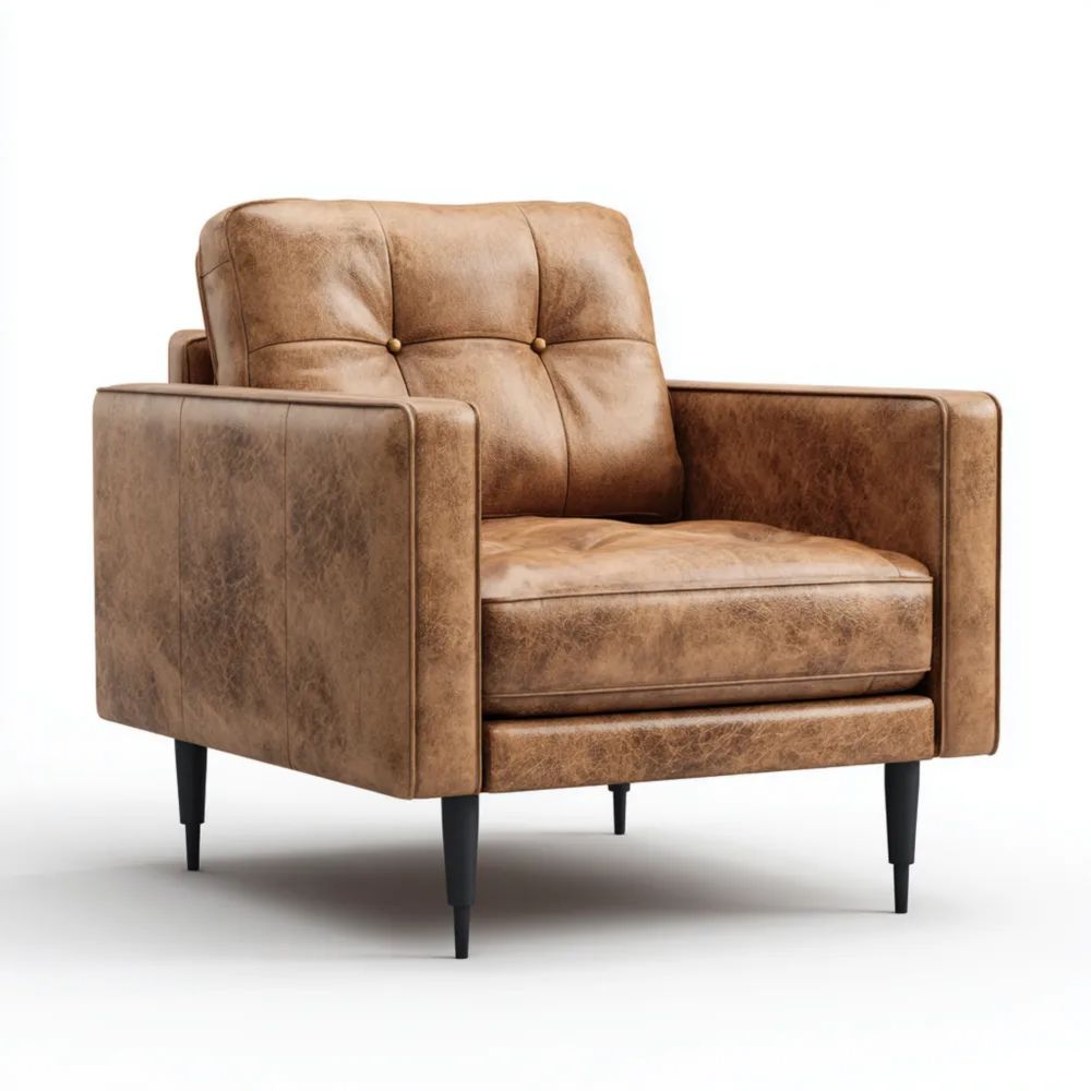 Poltrona in pelle sintetica 85x90x75 cm – Marrone – Design Classico