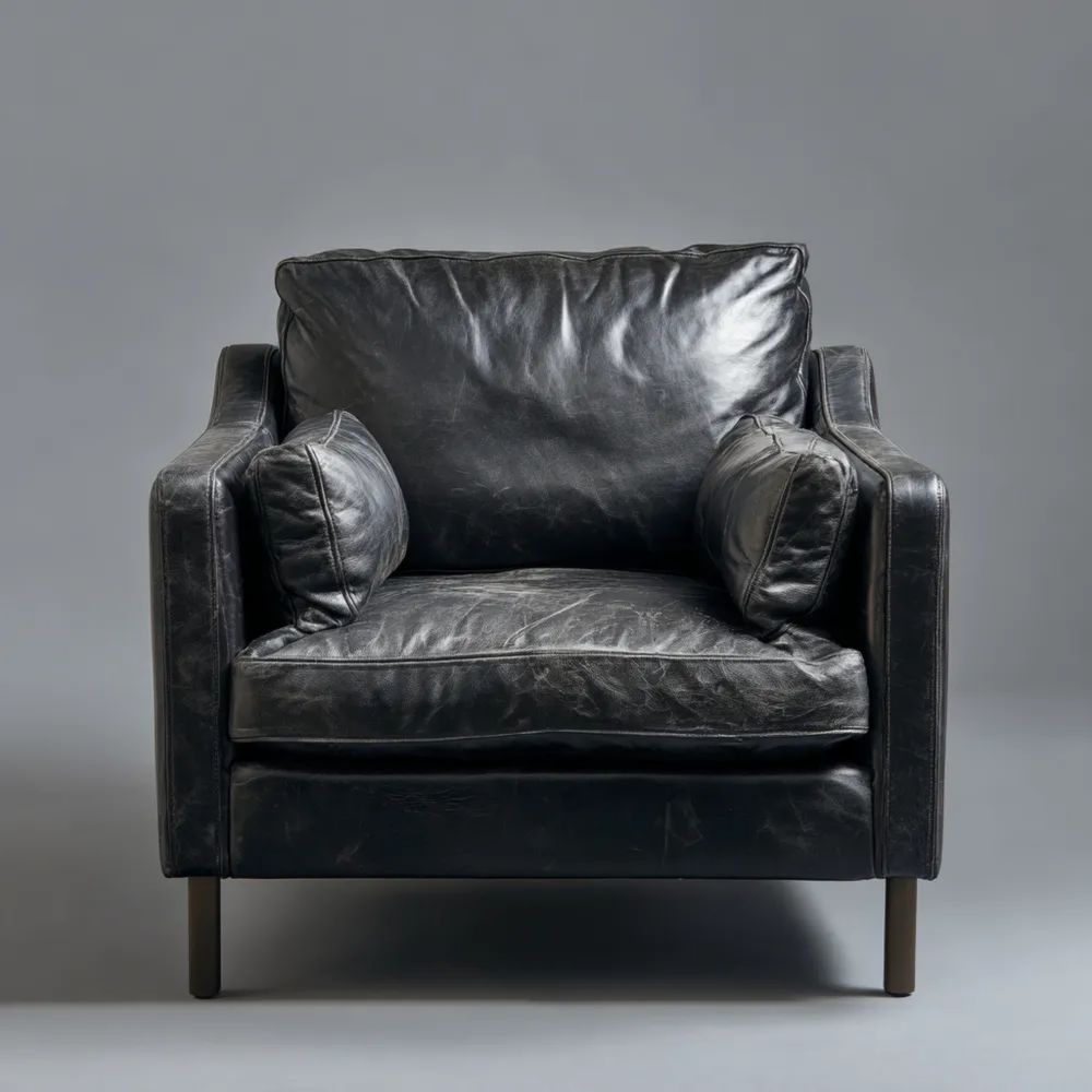 Poltrona in pelle 88x85x90 cm - Nero - Design moderno