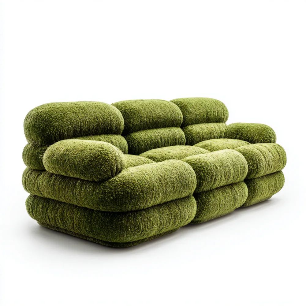 Divano a tre posti in velluto 200x90x75 cm – Verde – Design moderno