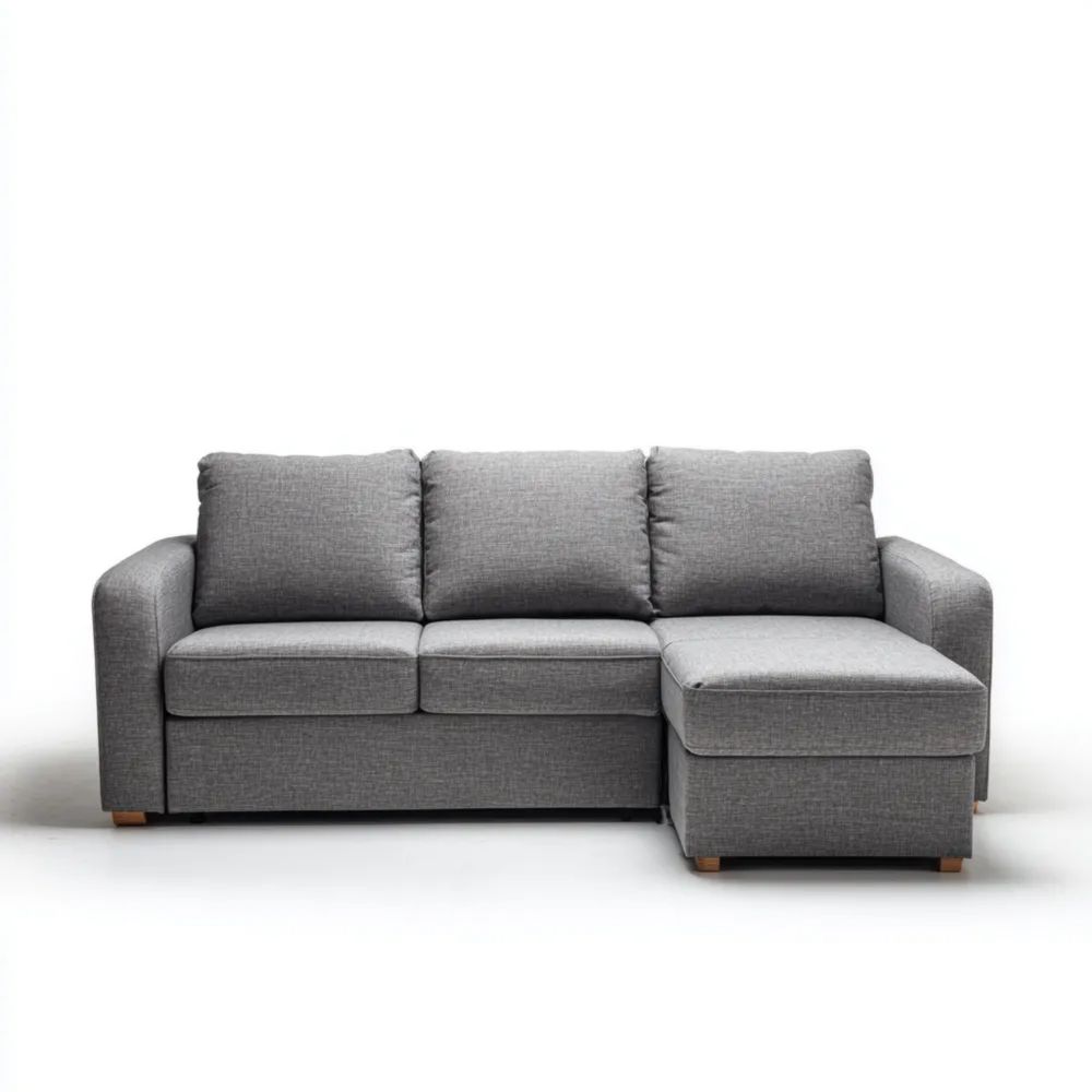 Divano angolare in tessuto 200x140x85 cm - Grigio chiaro - Design moderno