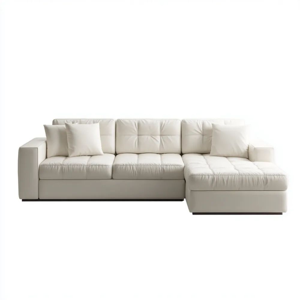 Divano angolare in pelle 290x160x85 cm - Bianco - Design moderno
