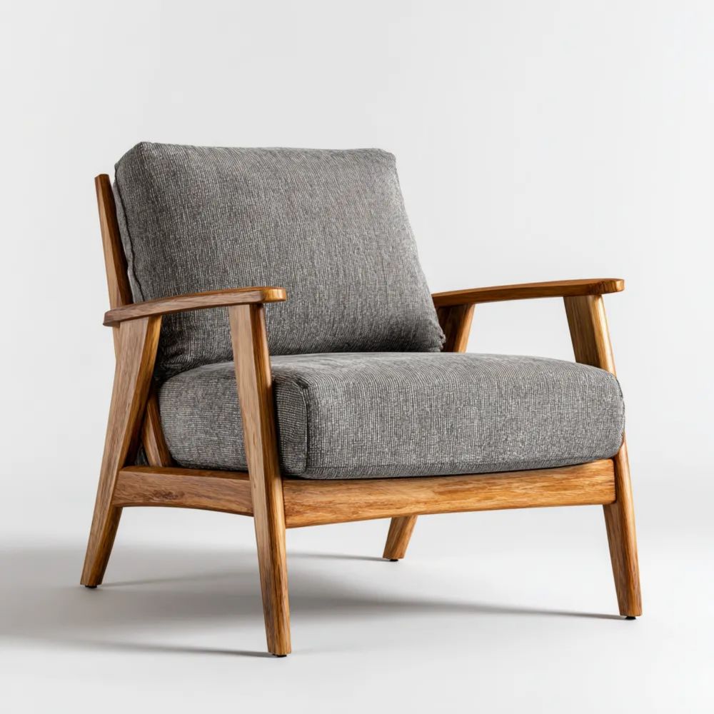 Poltrona in legno e tessuto 70x80x75 cm - Grigio