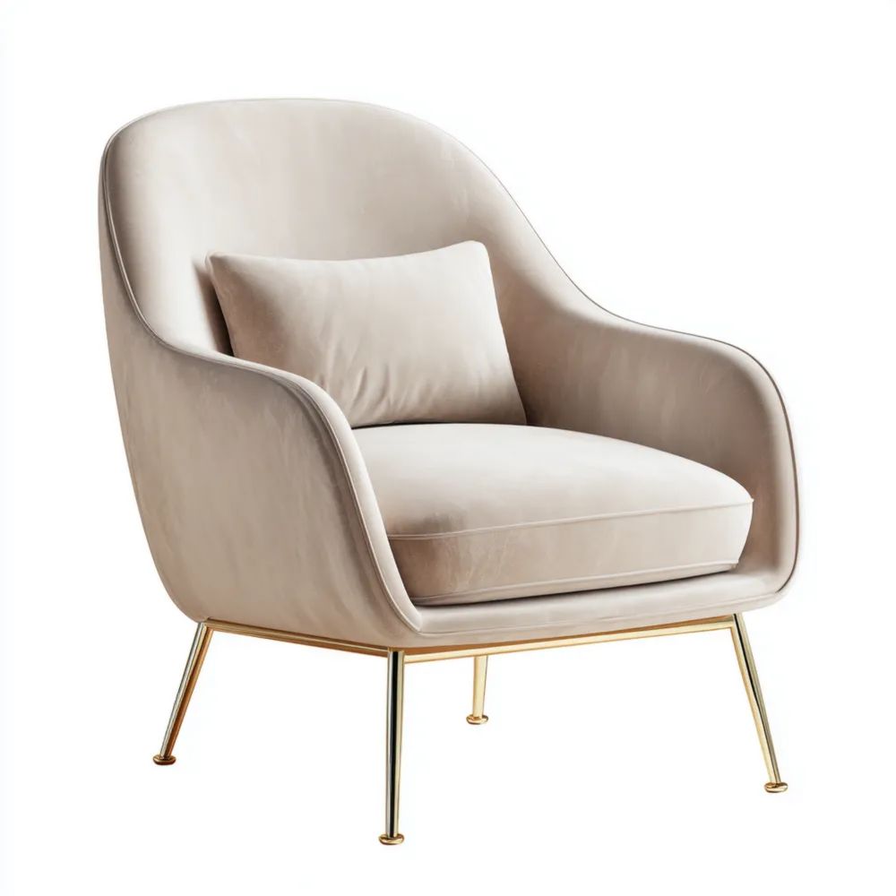 Poltrona in pelle 70x80x85 cm – Beige – Design moderno