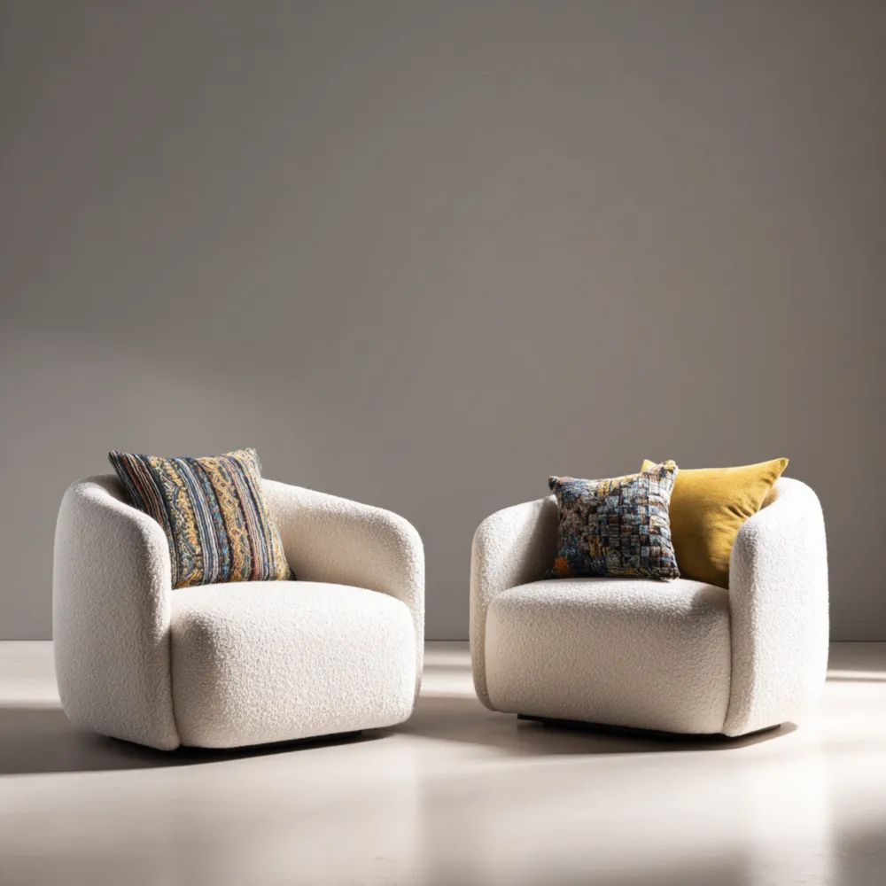 Poltrona Bouclé 80x75x70 cm – Crema – Design Contemporaneo