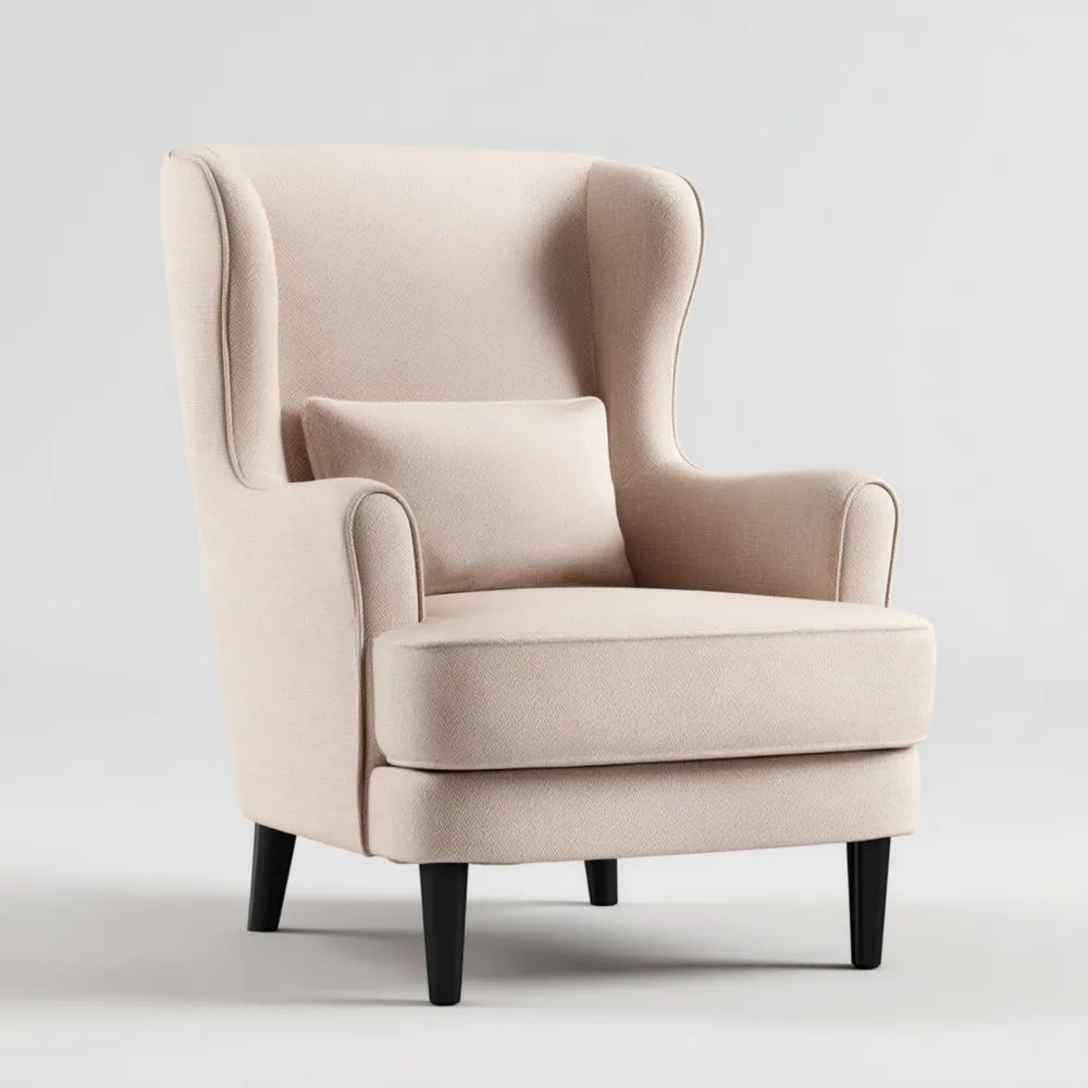 Poltrona imbottita tessuto 75x85x100 cm - Beige - Design Classico