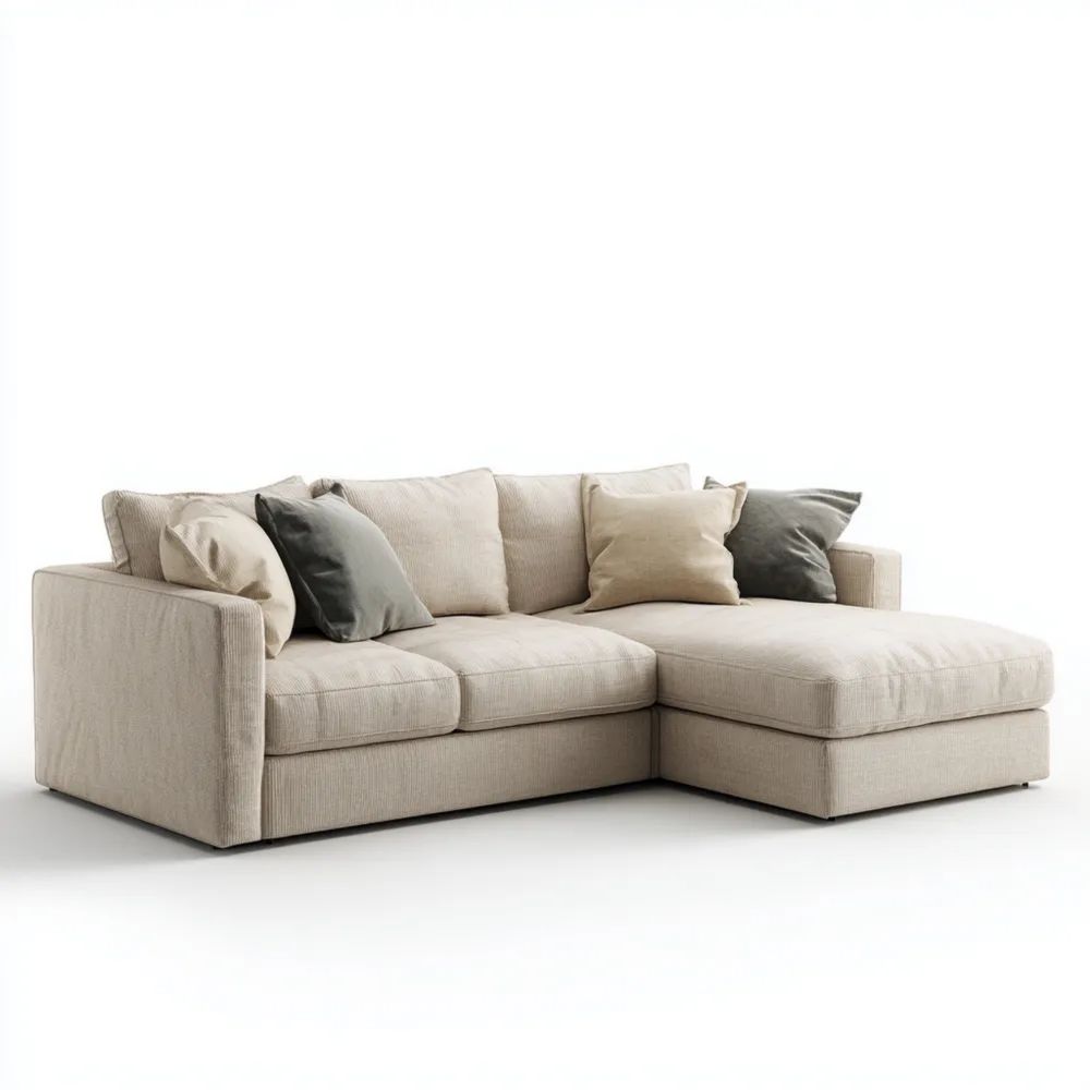 Divano angolare in tessuto 250x160x90 cm - Beige - Design moderno