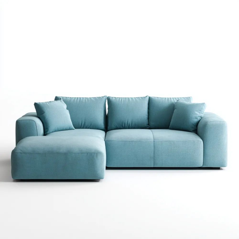 Divano angolare in tessuto 250x150x85 cm - Azzurro - Stile Moderno
