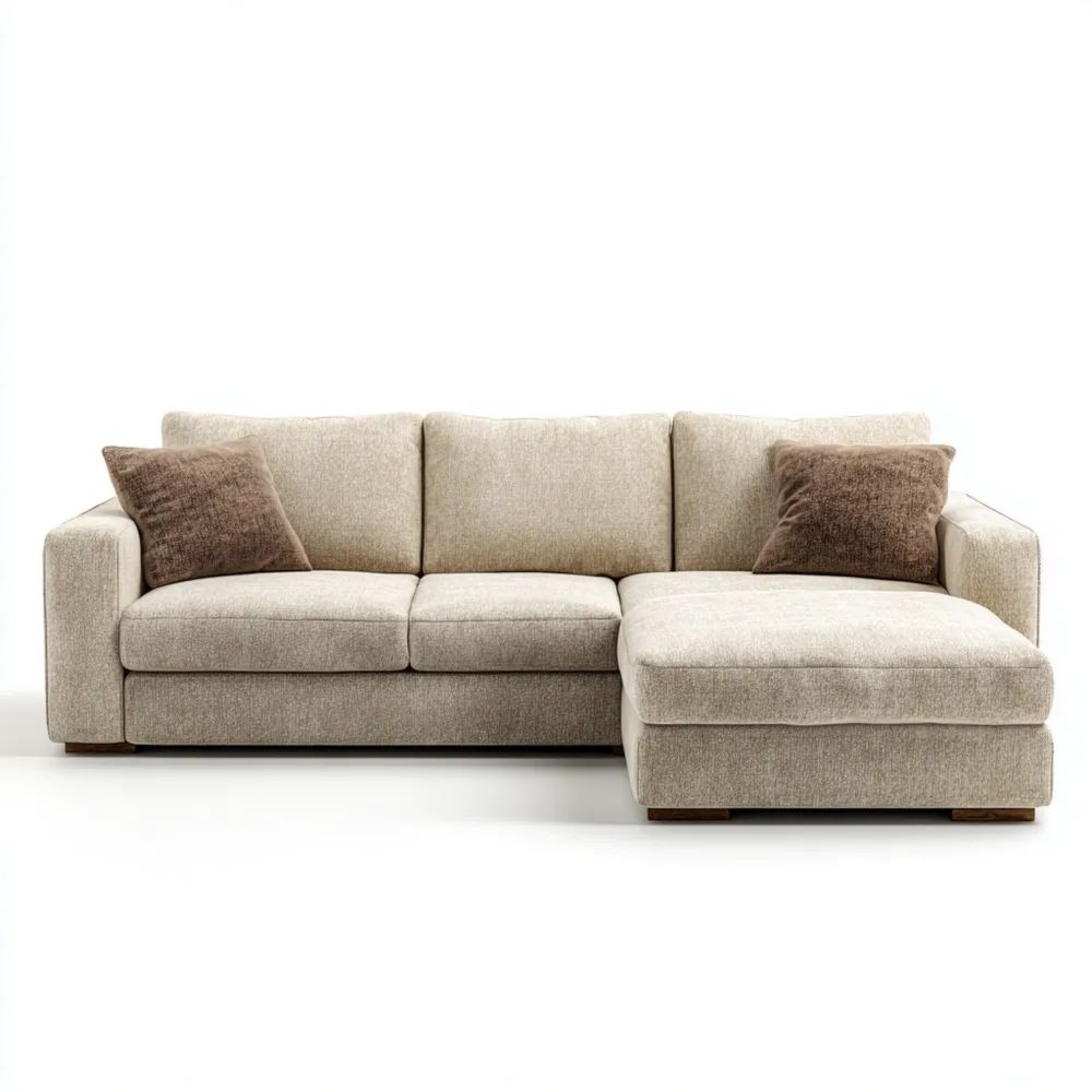 Divano angolare in tessuto 250x160x85 cm – Beige – Design moderno