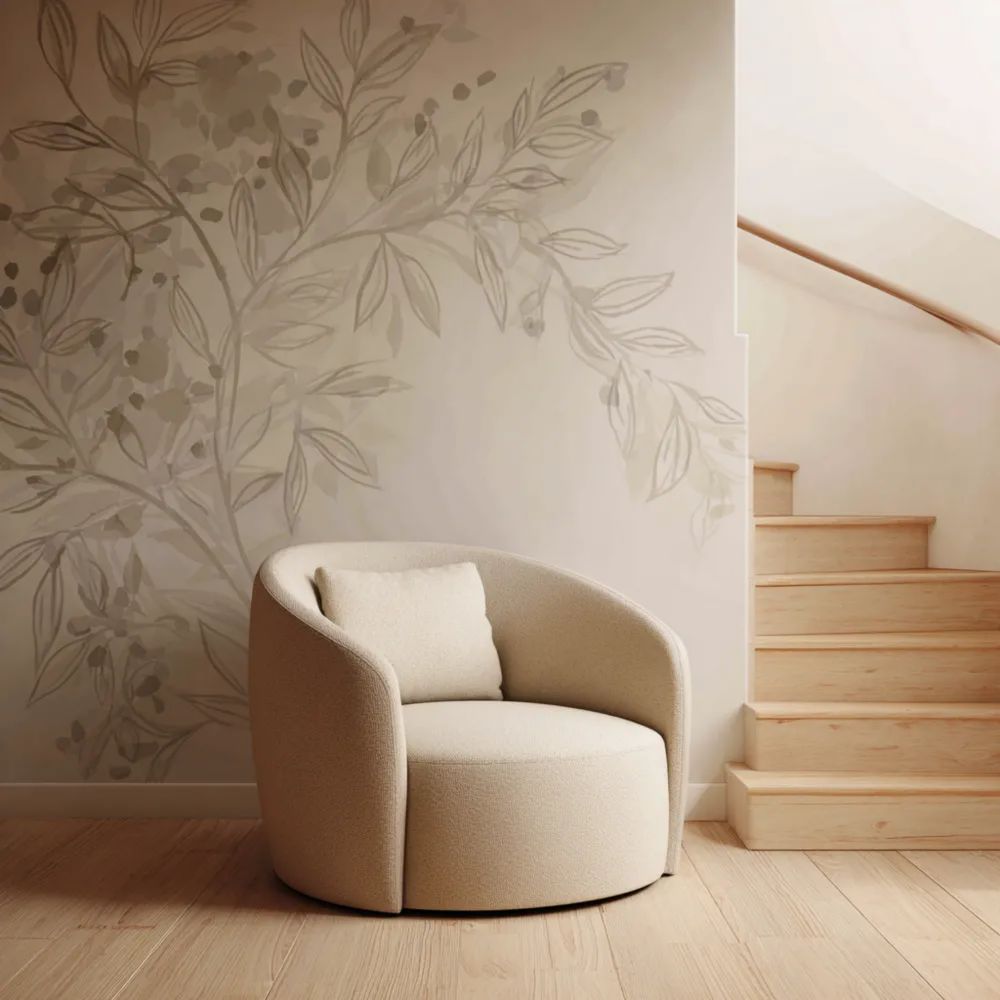 Poltrona rotonda in tessuto 90x80x75 cm - Crema - Design moderno