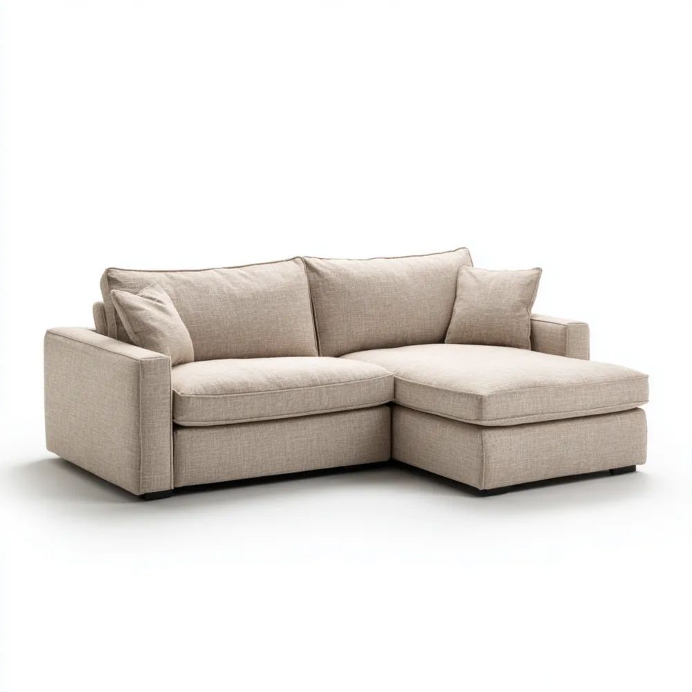 Divano angolare tessuto 210x150x85 cm – Beige – Design moderno