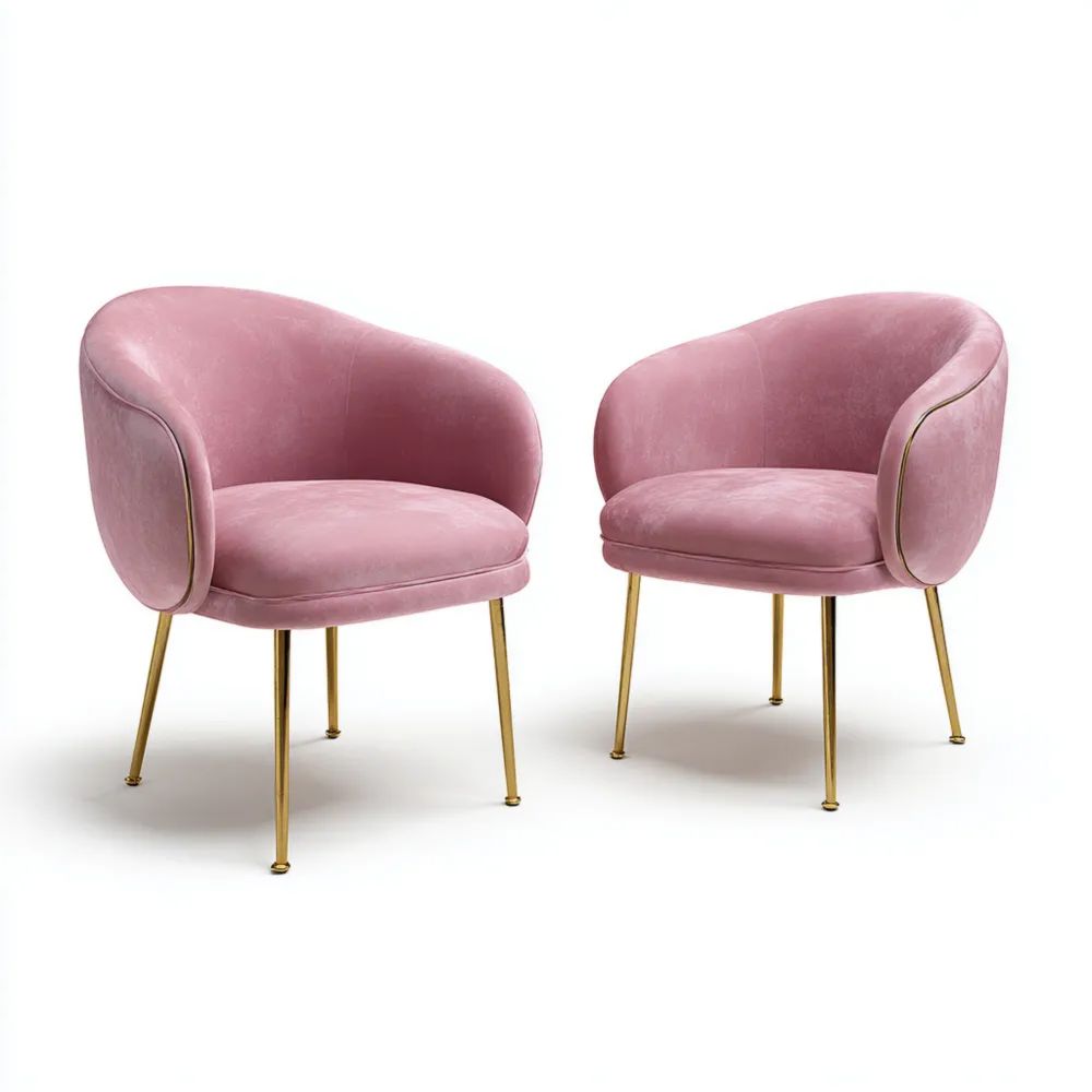 Set di Poltrone in Velluto Rosa 70x75x80 cm - Design Moderno
