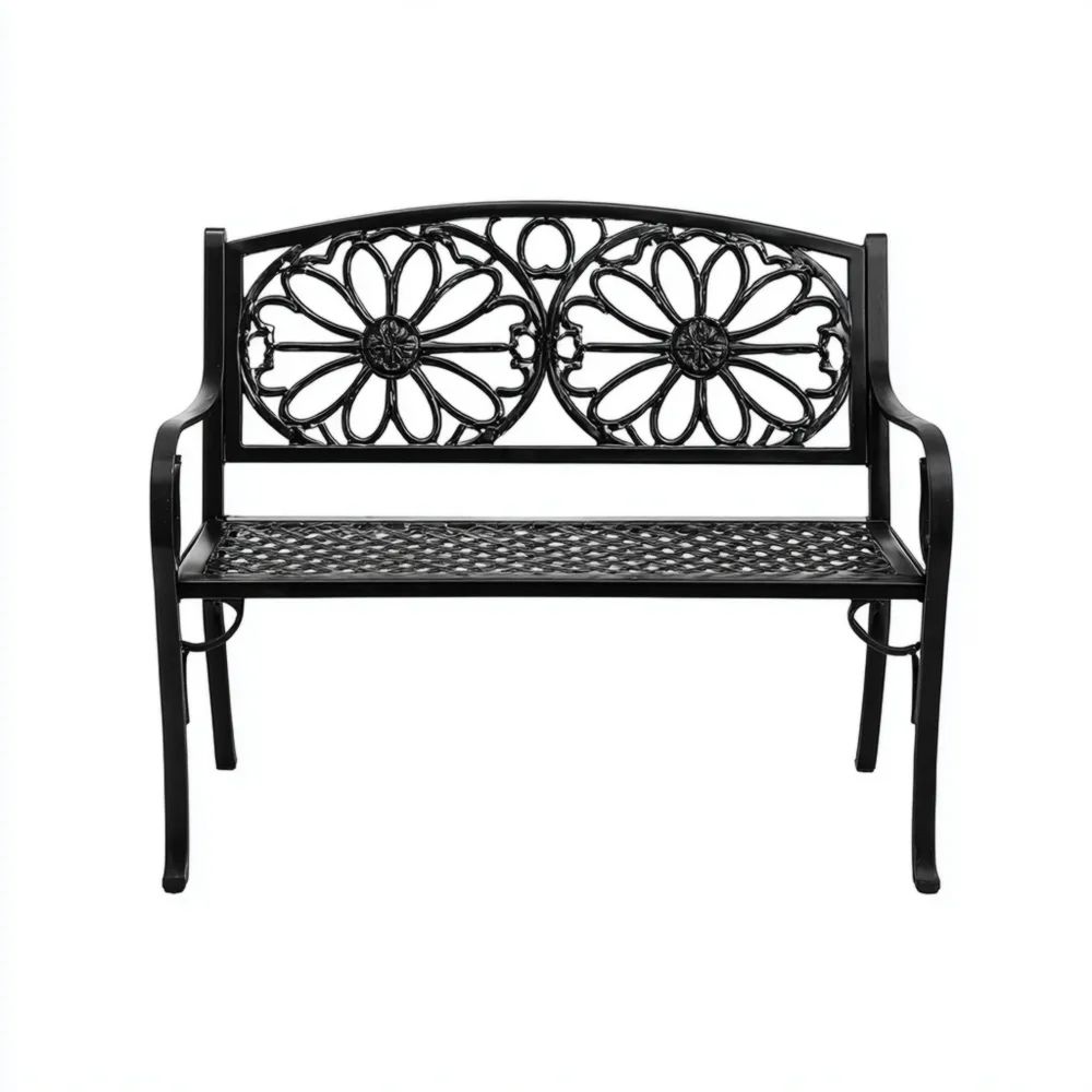 Panchina da giardino classica in alluminio 128x60x85 cm - Nero