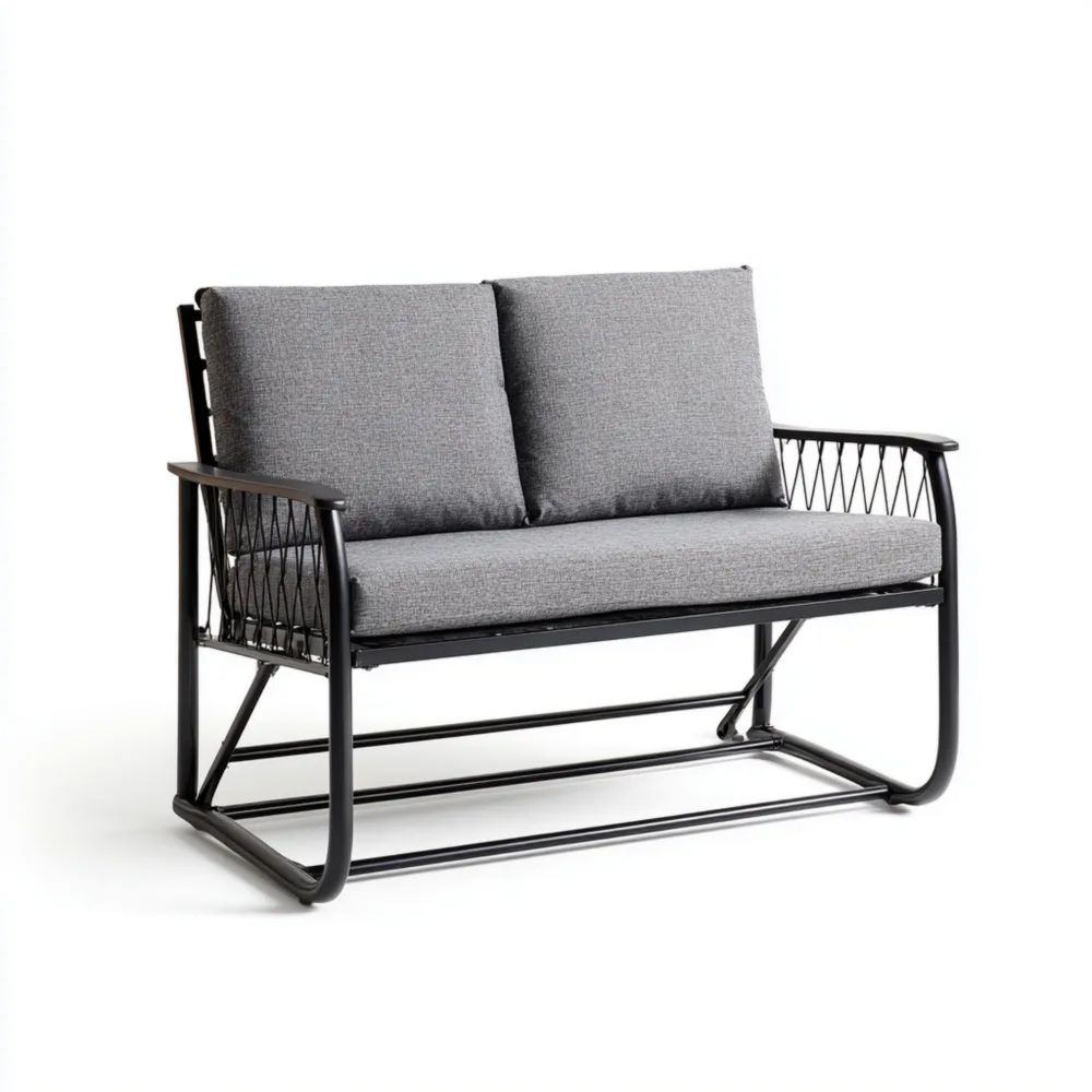 Divanetto da giardino in metallo 120x75x90 cm - Grigio elegante