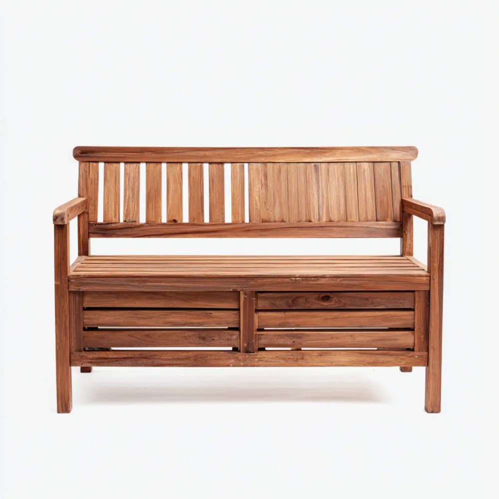 Panca da giardino in legno teak 120x60x90 cm – design classico