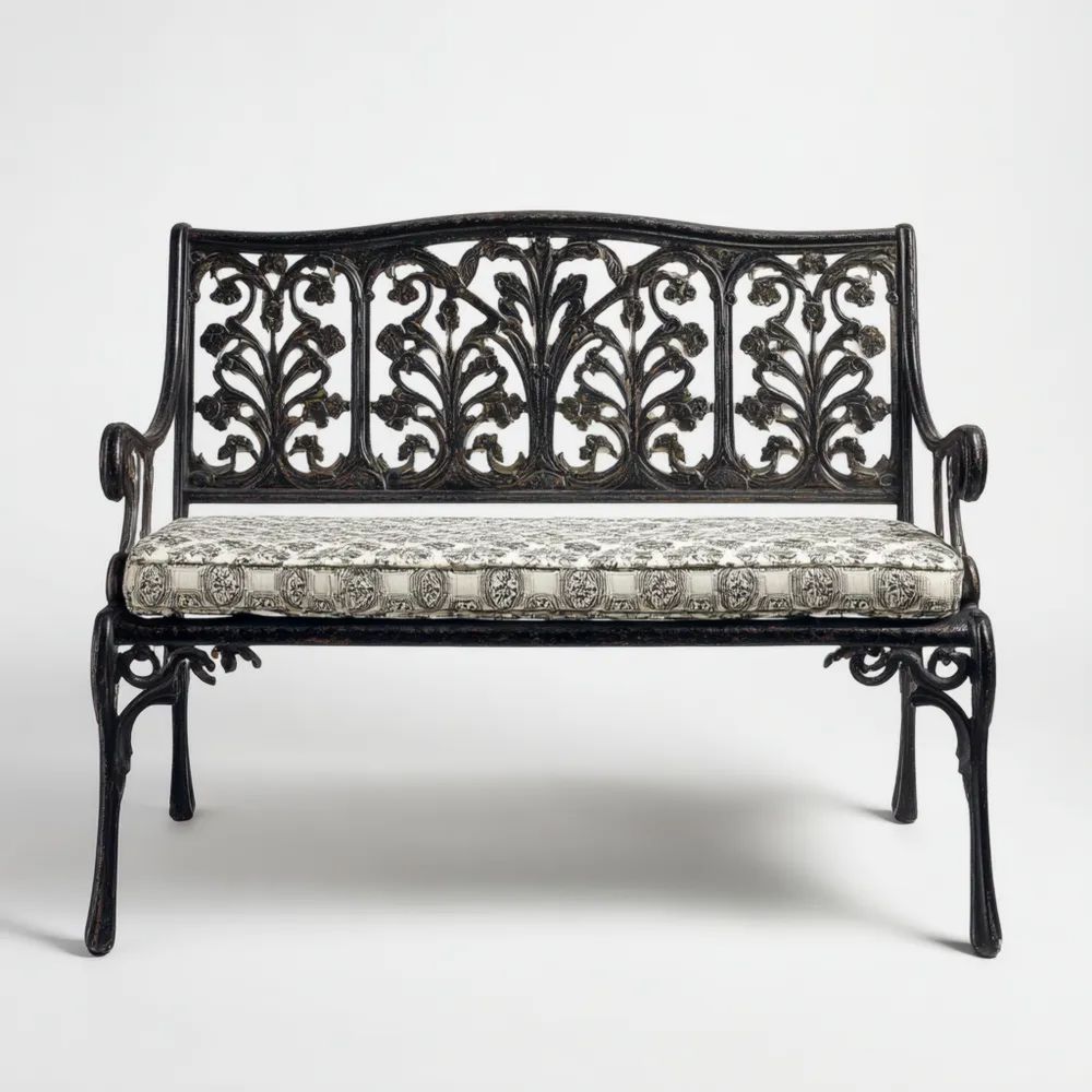 Panca da giardino in ghisa 100x50x85 cm – Nero – Stile classico