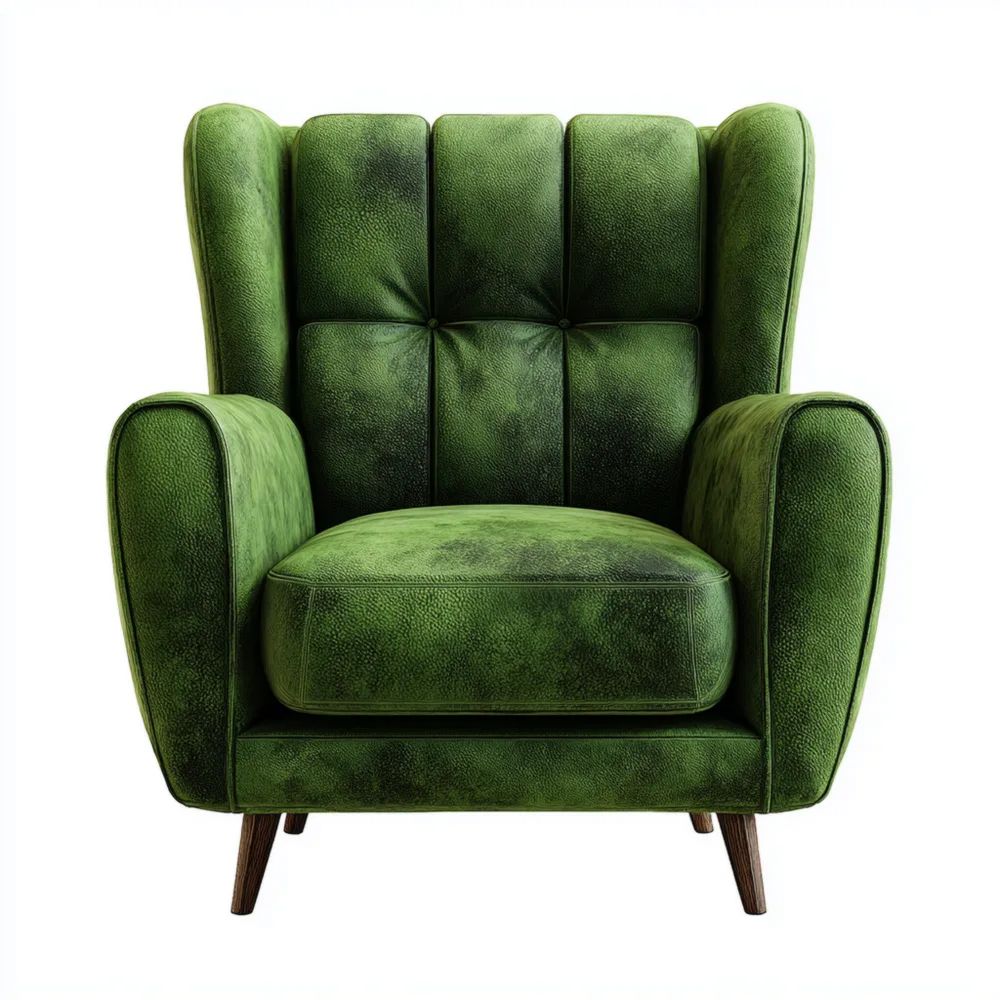 Poltrona Imbottita in Pelle Verde 75x90x100 cm – Design Classico