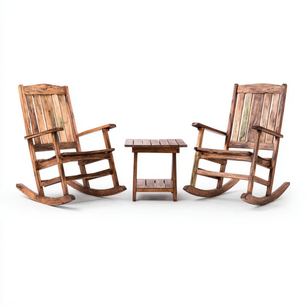 Set di sedie a dondolo in legno - 70x90x100 cm - Stile Rustico