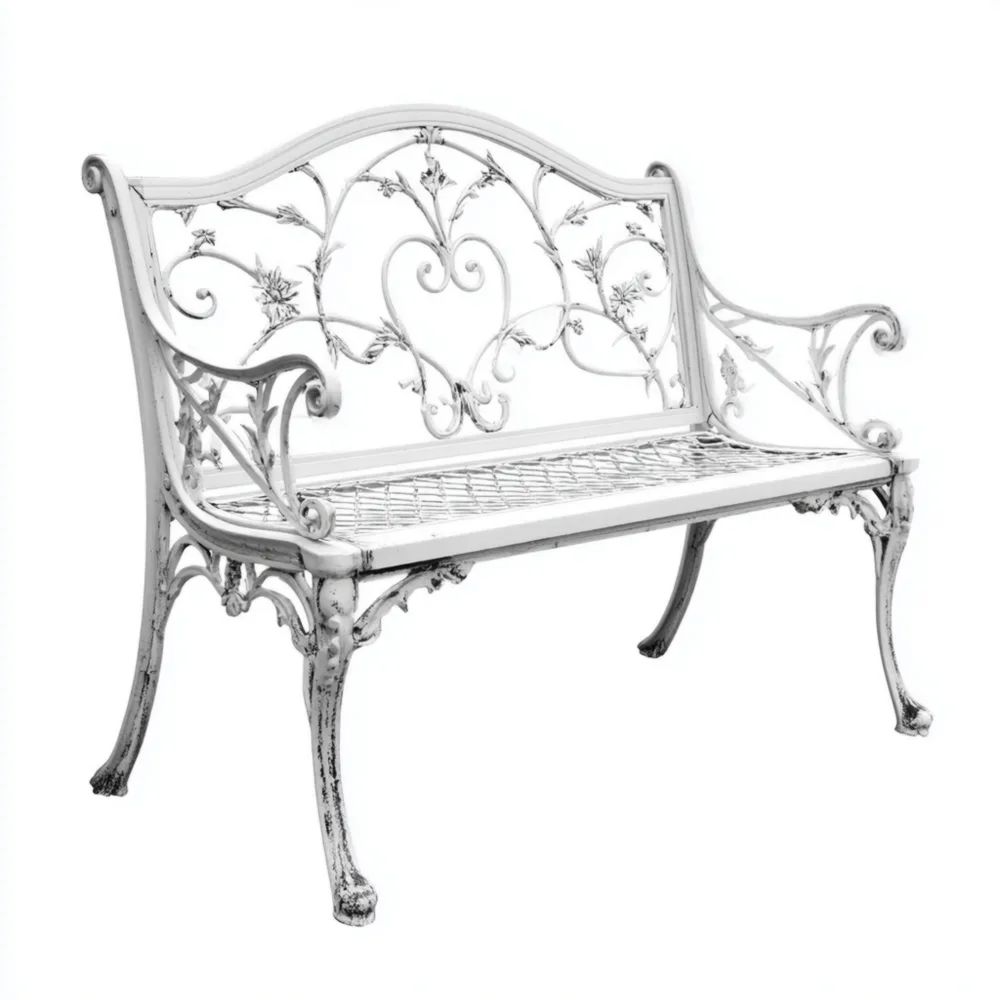 Panchina da giardino in ghisa 125x55x80 cm - Bianco - Design classico