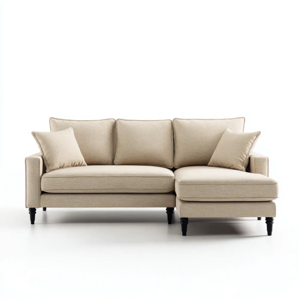 Divano angolare 220x150x80 cm in tessuto - Beige - Design Moderno