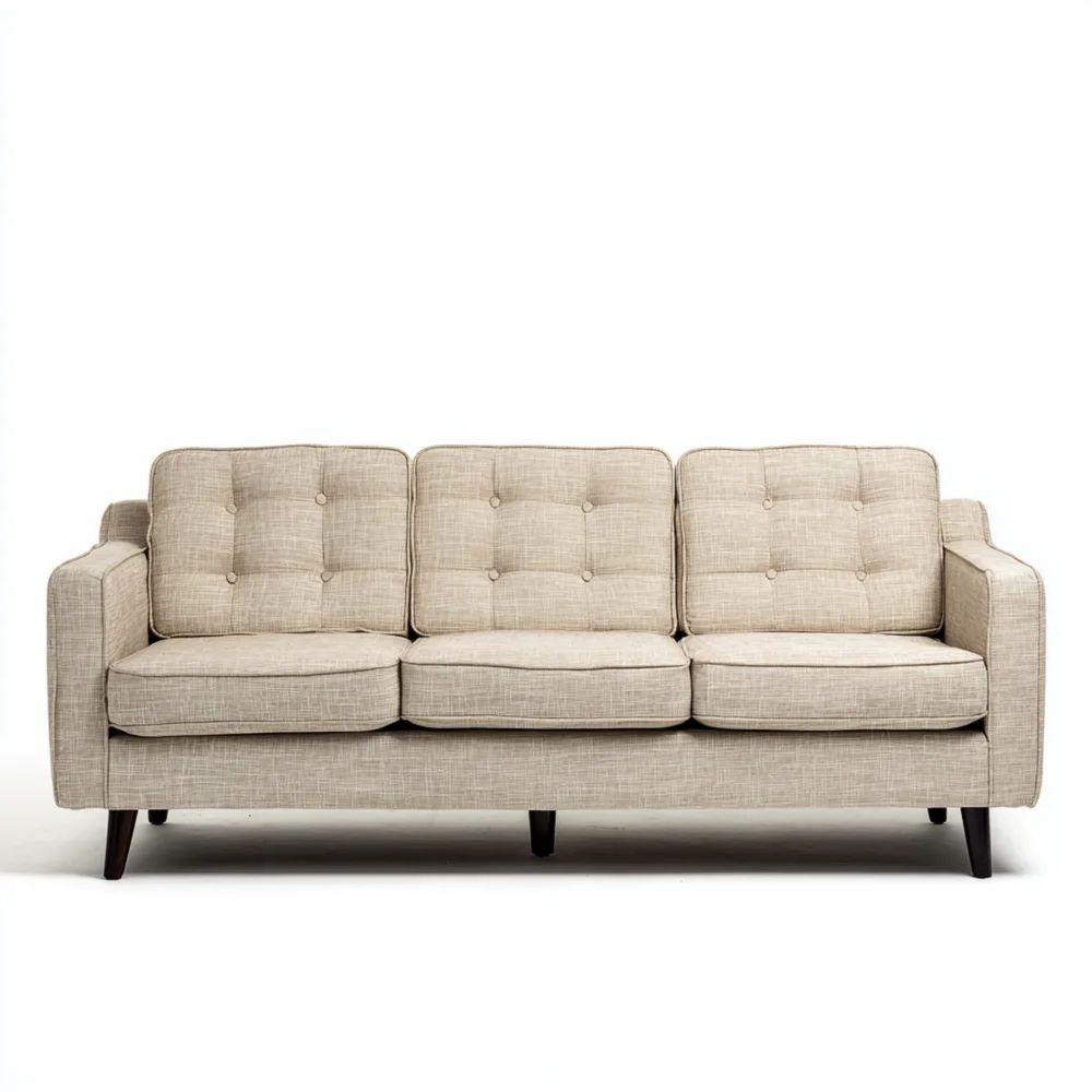 Divano a tre posti in tessuto 200x85x90 cm - Beige - Design Moderno