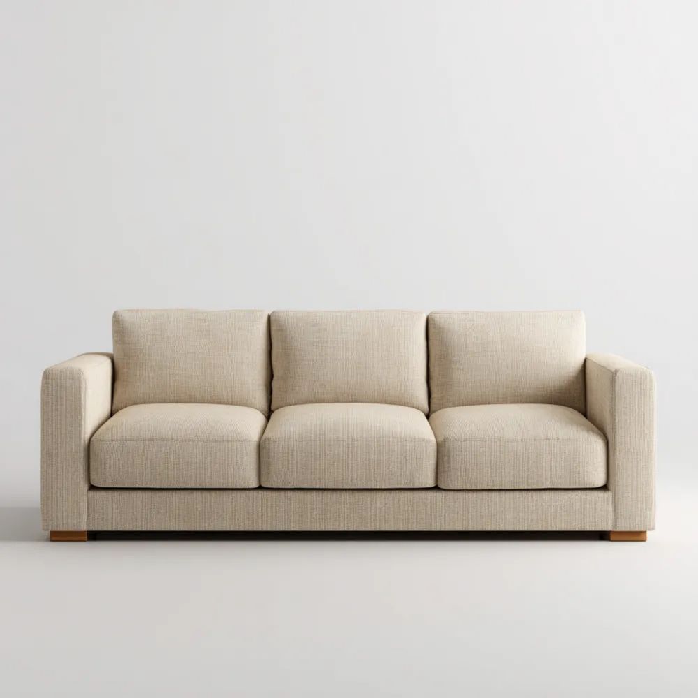 Divano a tre posti in tessuto 200x90x85 cm - Beige - Design moderno