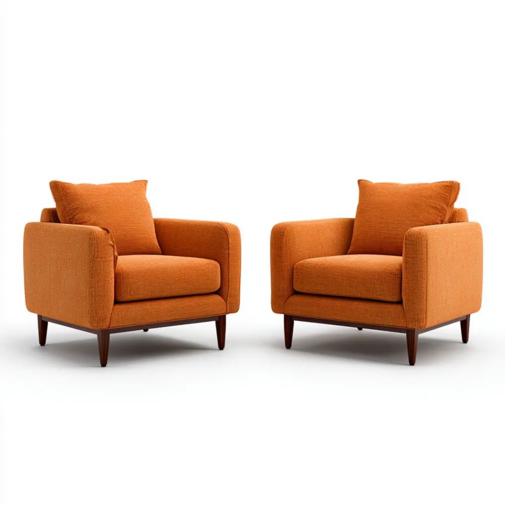 Set di 2 poltrone 85x80x75 cm - Tessuto Arancione - Design Moderno