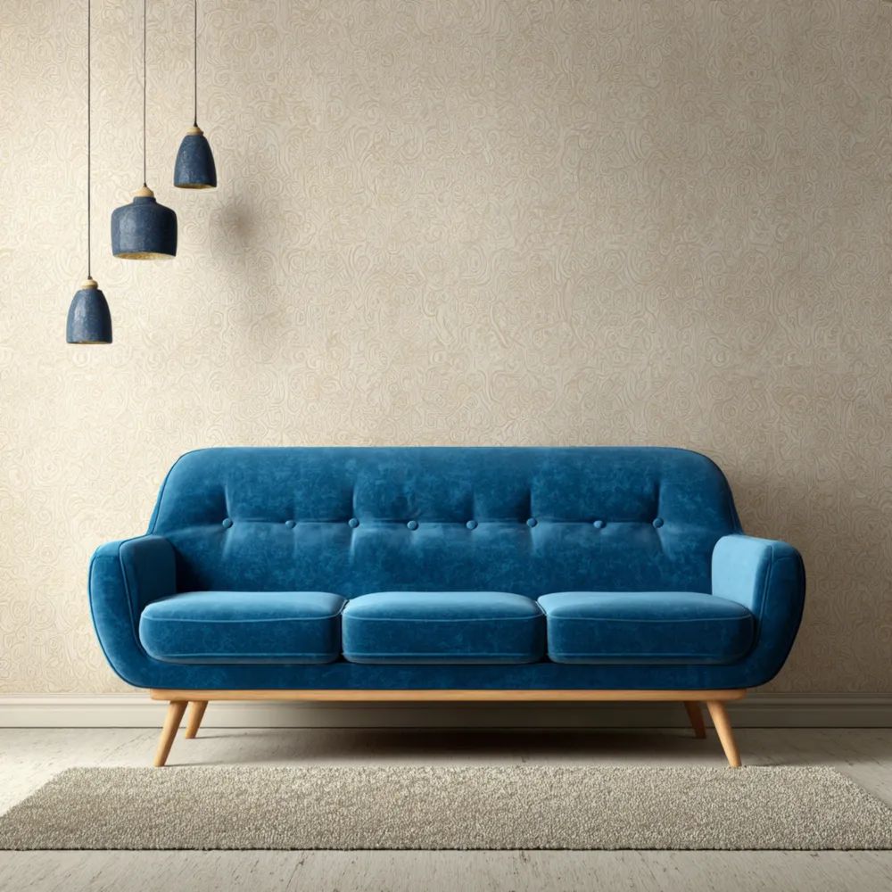 Divano a tre posti in velluto 200x85x95 cm - Blu