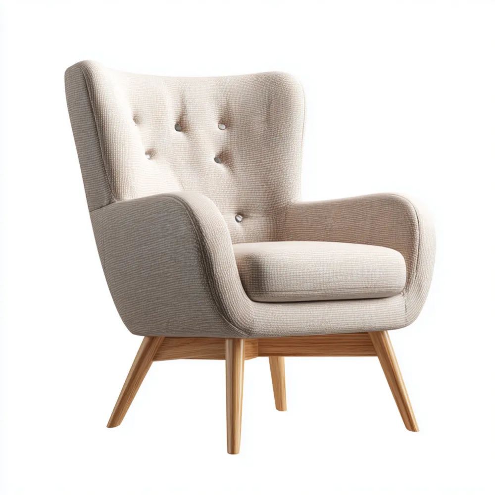 Poltrona in Tessuto 85x80x100 cm - Beige - Design Moderno