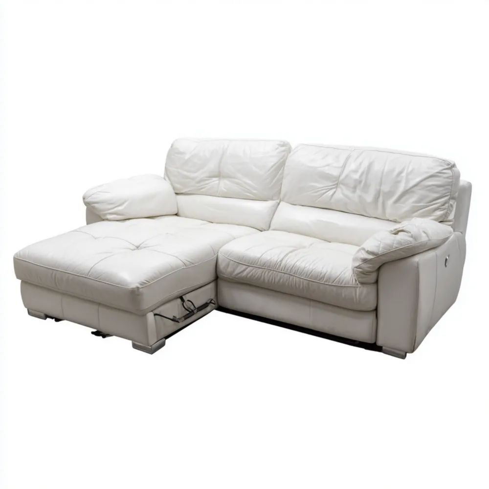 Divano angolare in pelle 230x150x85 cm – Bianco – Design moderno